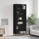 Hoge kast van bewerkt hout met metalen poten voor een moderne uitstraling - Zwart / 1 / 3 schappen - Dressoirs &