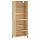 Hoge kast van bewerkt hout met metalen poten voor een moderne uitstraling - Dressoirs & buffetkasten