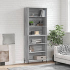 Hoge kast van bewerkt hout met metalen poten voor een moderne uitstraling - Grijs sonoma / 1 / 3 schappen - Dressoirs &