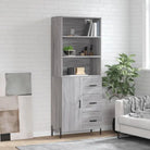 Hoge kast van bewerkt hout met metalen poten voor een moderne uitstraling - Grijs sonoma / 1 / 1 deur 3 lades