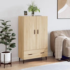 Hoge kast van bewerkt hout met metalen poten voor een moderne look - Dressoirs & buffetkasten