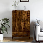 Hoge kast van bewerkt hout met metalen poten voor moderne stijl - Gerookt eiken / 1 - Dressoirs & buffetkasten