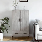 Hoge kast van bewerkt hout met metalen poten voor moderne stijl - Grijs sonoma / 1 - Dressoirs & buffetkasten