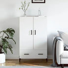 Hoge kast van bewerkt hout met metalen poten voor moderne stijl - Wit / 1 - Dressoirs & buffetkasten