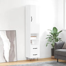 Hoge kast van bewerkt hout met moderne charme en duurzaamheid - Hoogglans wit / 1 / 2 lades 2 schappen - Dressoirs &