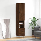 Hoge kast van bewerkt hout met moderne charme en duurzaamheid - bruin eikenkleur / 1 / 2 lades 2 schappen - Dressoirs &