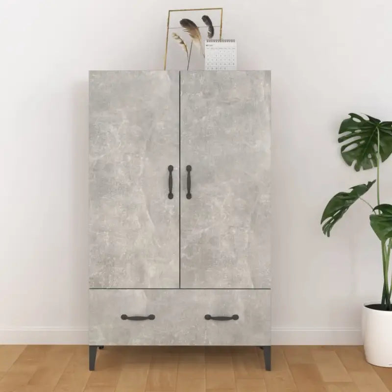 Hoge kast van bewerkt hout met stijlvolle en stabiele uitstraling - Betongrijs / 1 - Dressoirs & buffetkasten