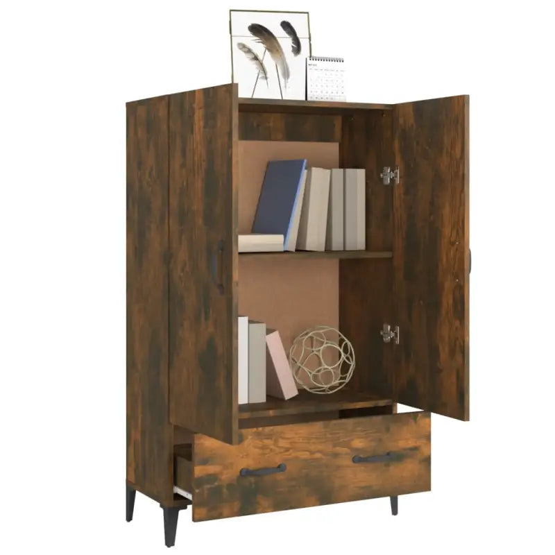 Hoge kast van bewerkt hout met stijlvolle en stabiele uitstraling - Dressoirs & buffetkasten