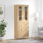 Hoge kast van bewerkt hout met unieke charme en duurzame kwaliteit - Sonoma eiken / 1 / 1 deur 3 lades - Dressoirs &