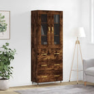 Hoge kast van bewerkt hout met unieke charme en duurzame kwaliteit - Gerookt eiken / 1 / 3 lades - Dressoirs &