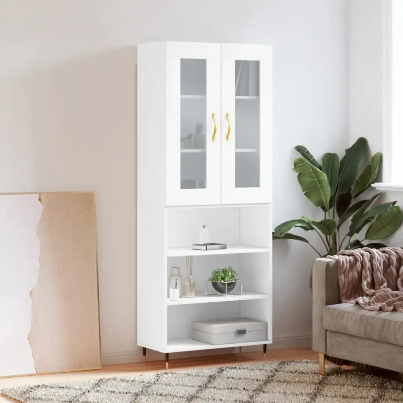 Hoge kast van bewerkt hout met unieke charme en duurzame kwaliteit - Wit / 1 / 3 schappen - Dressoirs & buffetkasten