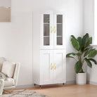 Hoge kast van bewerkt hout met unieke charme en duurzame kwaliteit - Wit / 1 / 2 houten deuren - Dressoirs &