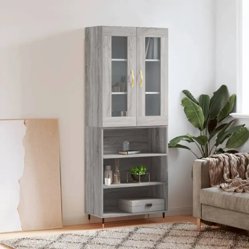 Hoge kast van bewerkt hout met unieke charme en duurzame kwaliteit - Grijs sonoma / 1 / 3 schappen - Dressoirs &