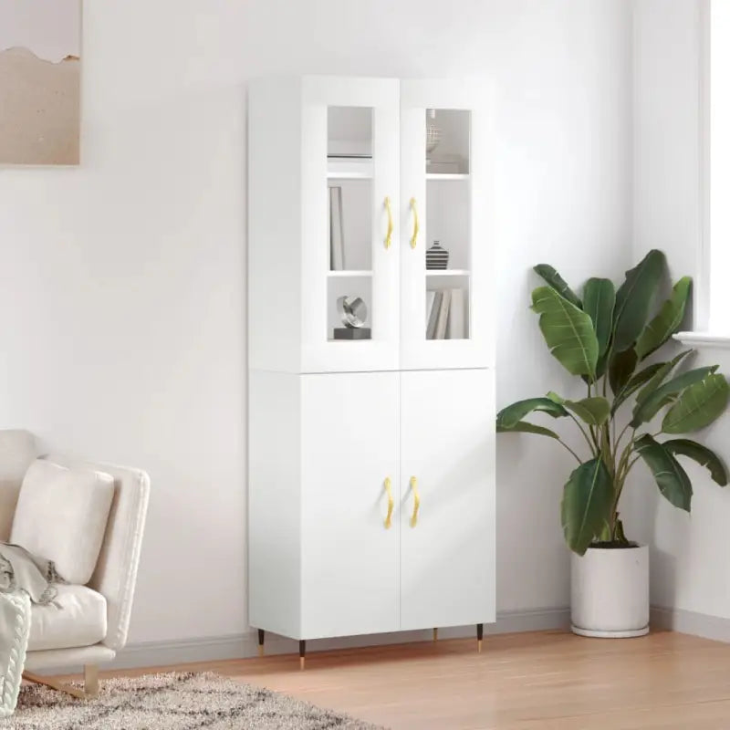 Hoge kast van bewerkt hout met unieke charme en duurzame kwaliteit - Wit / 1 / 2 deuren - Dressoirs & buffetkasten