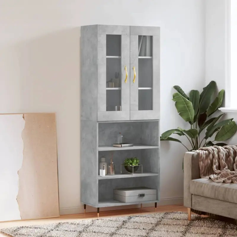 Hoge kast van bewerkt hout met unieke charme en duurzame kwaliteit - Betongrijs / 1 / 3 schappen - Dressoirs &