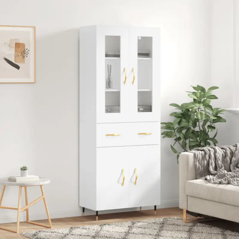 Hoge kast van bewerkt hout met unieke charme en duurzame kwaliteit - Wit / 1 / 2 deuren 2 lades - Dressoirs &