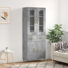 Hoge kast van bewerkt hout met unieke charme en duurzame kwaliteit - Betongrijs / 1 / 2 deuren 2 lades - Dressoirs &