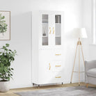 Hoge kast van bewerkt hout met unieke charme en duurzame kwaliteit - Wit / 1 / 1 deur 3 lades - Dressoirs & buffetkasten
