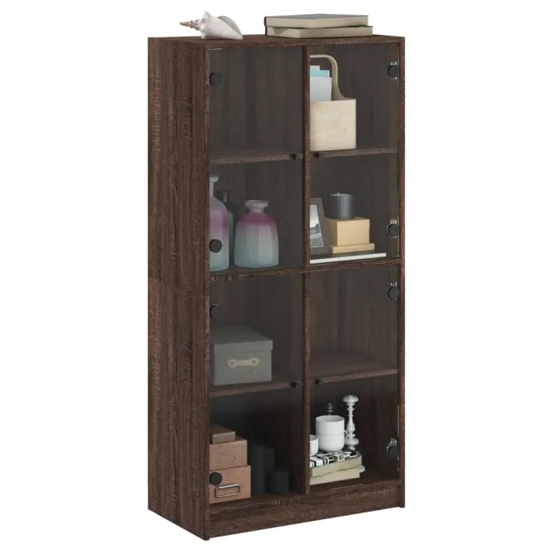 Hoge kast van bewerkt hout voor boeken en moderne interieurstijl - Dressoirs & buffetkasten