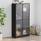 Hoge kast van bewerkt hout voor boeken en moderne interieurstijl - Zwart / 1 / 68 cm - Dressoirs & buffetkasten