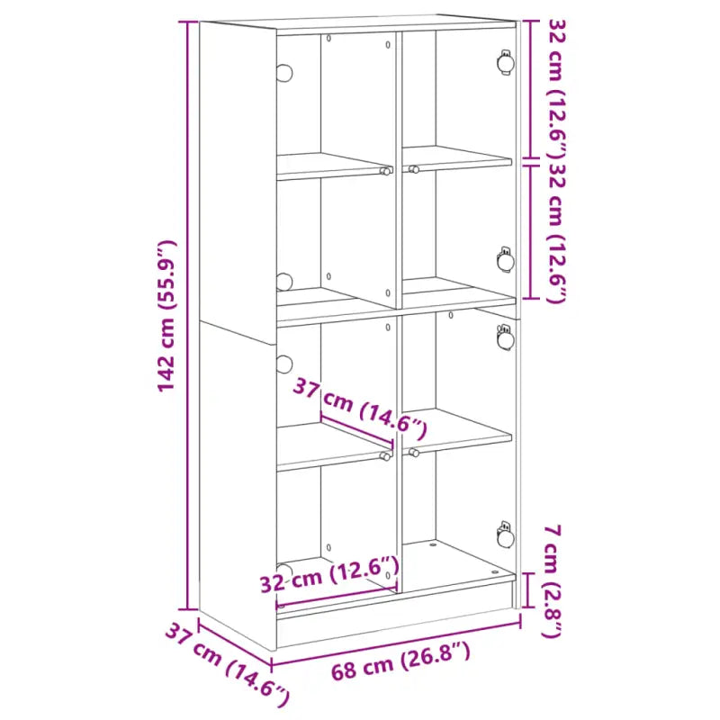 Hoge kast van bewerkt hout voor boeken en moderne interieurstijl - Dressoirs & buffetkasten