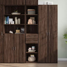 Hoge kast van bewerkt hout voor een klassieke en praktische inrichting - bruin eikenkleur / 1 - Dressoirs & buffetkasten