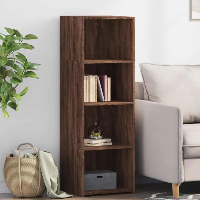 Hoge kast van bewerkt hout voor een klassieke interieurstijl - bruin eikenkleur / 1 - Dressoirs & buffetkasten