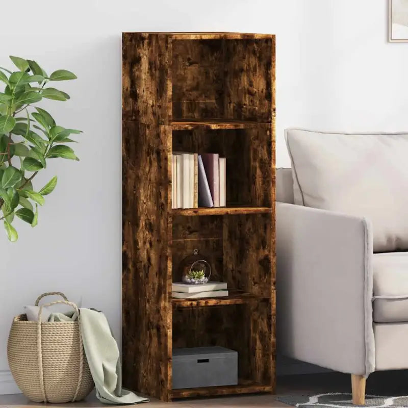 Hoge kast van bewerkt hout voor een klassieke interieurstijl - Gerookt eiken / 1 - Dressoirs & buffetkasten