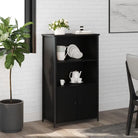 Hoge kast van bewerkt hout voor een moderne en duurzame uitstraling - Zwart / 62 x 32 x 103.5 cm / 1 - Dressoirs &
