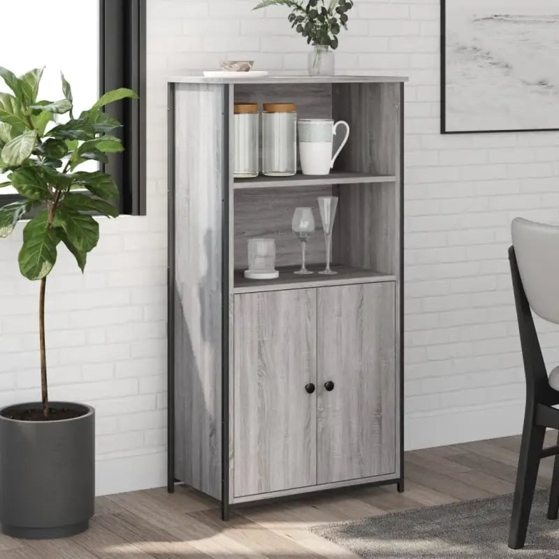 Hoge kast van bewerkt hout voor een moderne en duurzame uitstraling - Grijs sonoma / 62 x 36 x 121.5 cm / 1 - Dressoirs