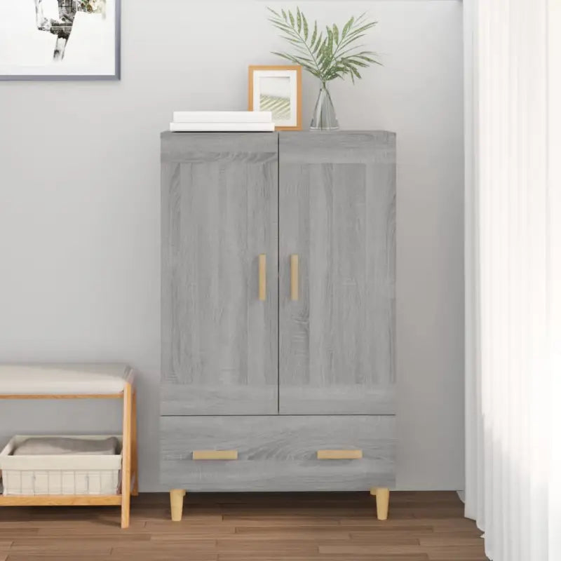 Hoge kast van bewerkt hout voor een stijlvolle bestaande interieurstijl - Grijs sonoma / 1 - Dressoirs & buffetkasten