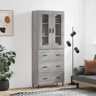 Hoge kast van bewerkt hout voor een stijlvolle en duurzame inrichting - Grijs sonoma / 1 / 3 lades - Dressoirs &
