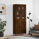 Hoge kast van bewerkt hout voor een stijlvolle en duurzame inrichting - bruin eikenkleur / 1 / 1 deur 3 lades