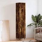 Hoge kast van bewerkt hout voor een stijlvolle en duurzame inrichting - Gerookt eiken / 1 / 1 deur - Dressoirs &