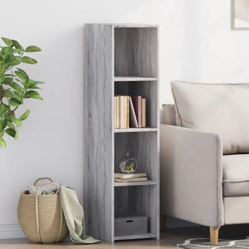 Hoge kast van bewerkt hout voor een stijlvolle en praktische woonkamer - Grijs sonoma / 1 - Dressoirs & buffetkasten