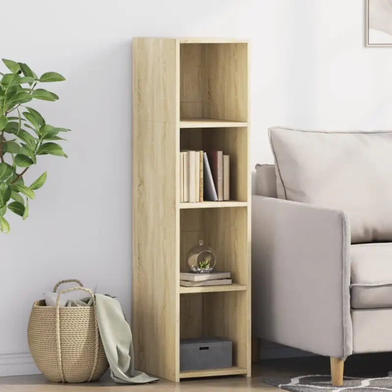 Hoge kast van bewerkt hout voor een stijlvolle en praktische woonkamer - Sonoma eiken / 1 - Dressoirs & buffetkasten