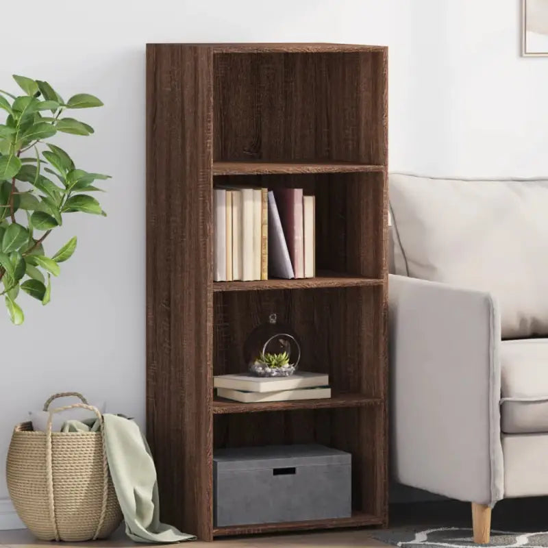 Hoge kast van bewerkt hout voor een stijlvolle inrichting - bruin eikenkleur / 1 - Dressoirs & buffetkasten