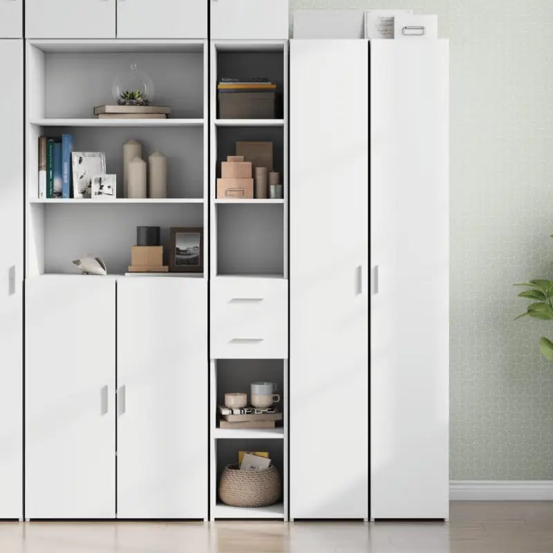 Hoge kast van bewerkt hout voor een stijlvolle inrichting - Wit / 1 - Dressoirs & buffetkasten