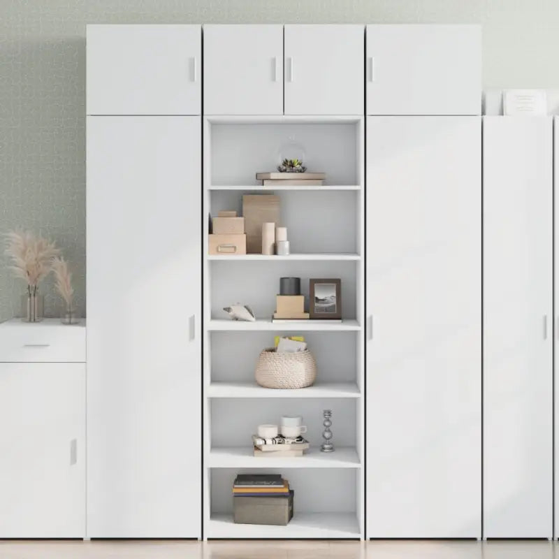 Hoge kast van bewerkt hout voor een stijlvolle inrichting - Wit / 1 - Dressoirs & buffetkasten