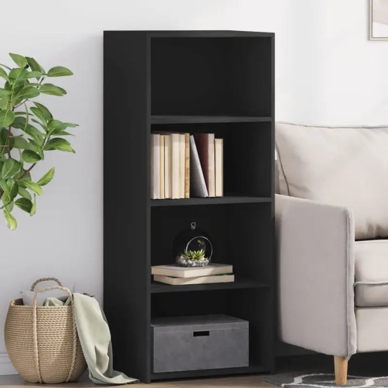 Hoge kast van bewerkt hout voor een stijlvolle inrichting - Zwart / 1 - Dressoirs & buffetkasten