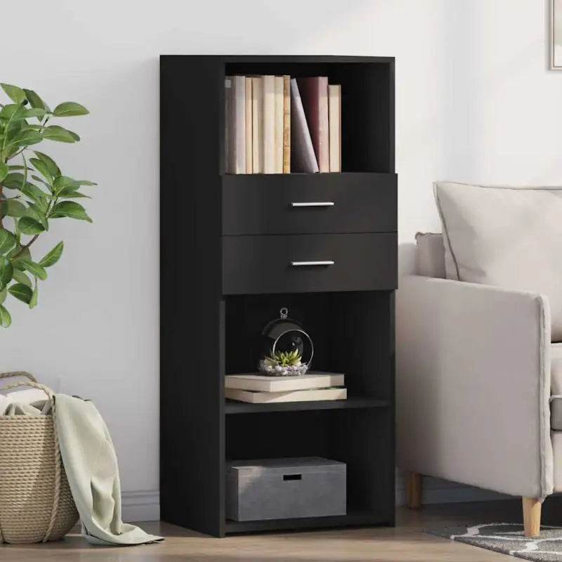 Hoge kast van bewerkt hout voor een stijlvolle inrichting - Zwart / 1 - Dressoirs & buffetkasten