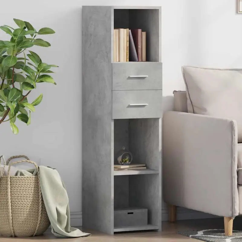 Hoge kast van bewerkt hout voor een stijlvolle woonruimte - Betongrijs / 1 - Dressoirs & buffetkasten