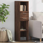 Hoge kast van bewerkt hout voor een stijlvolle woonruimte - bruin eikenkleur / 1 - Dressoirs & buffetkasten