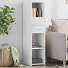 Hoge kast van bewerkt hout voor een stijlvolle woonruimte - Wit / 1 - Dressoirs & buffetkasten