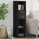 Hoge kast van bewerkt hout voor een stijlvolle woonruimte - Zwart / 1 - Dressoirs & buffetkasten