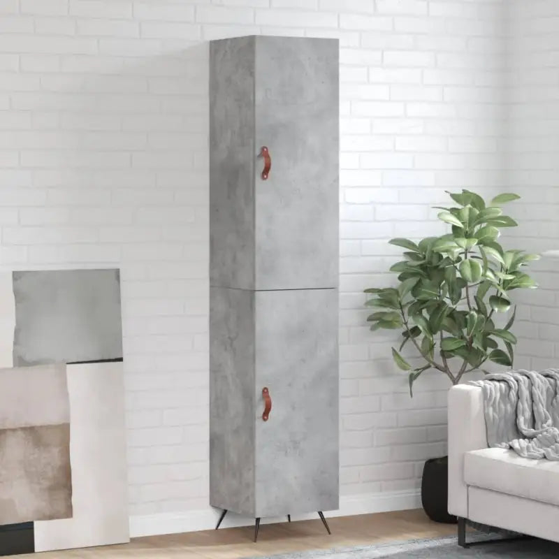 Hoge kast van bewerkt hout voor een trendy en duurzame interieurstijl - Betongrijs / 1 / 1 deur - Dressoirs &