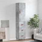 Hoge kast van bewerkt hout voor een trendy en duurzame interieurstijl - Betongrijs / 1 / 3 lades - Dressoirs &