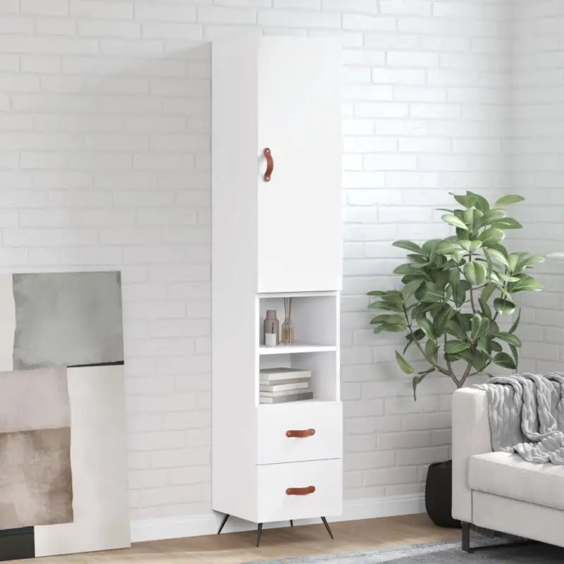 Hoge kast van bewerkt hout voor een trendy en duurzame interieurstijl - Wit / 1 / 2 lades 2 schappen - Dressoirs &