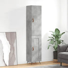 Hoge kast van bewerkt hout voor een trendy en duurzame interieurstijl - Betongrijs / 1 / 1 houten deur - Dressoirs &