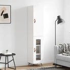 Hoge kast van bewerkt hout voor een trendy en duurzame interieurstijl - Wit / 1 / 1 glazen deur - Dressoirs &